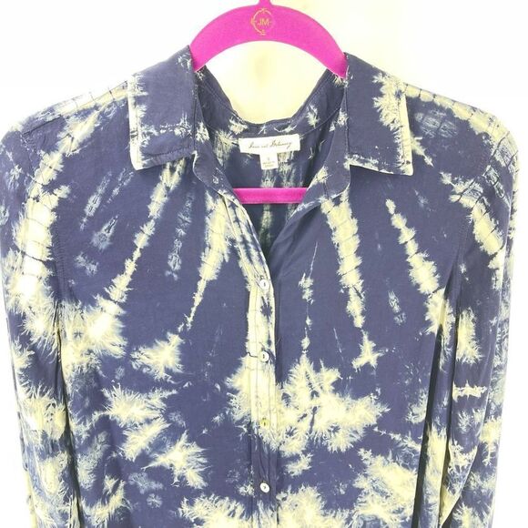 Anthropologie Jane and Delancey tie dye blouse button down top shirt small blue - Picture 4 of 12